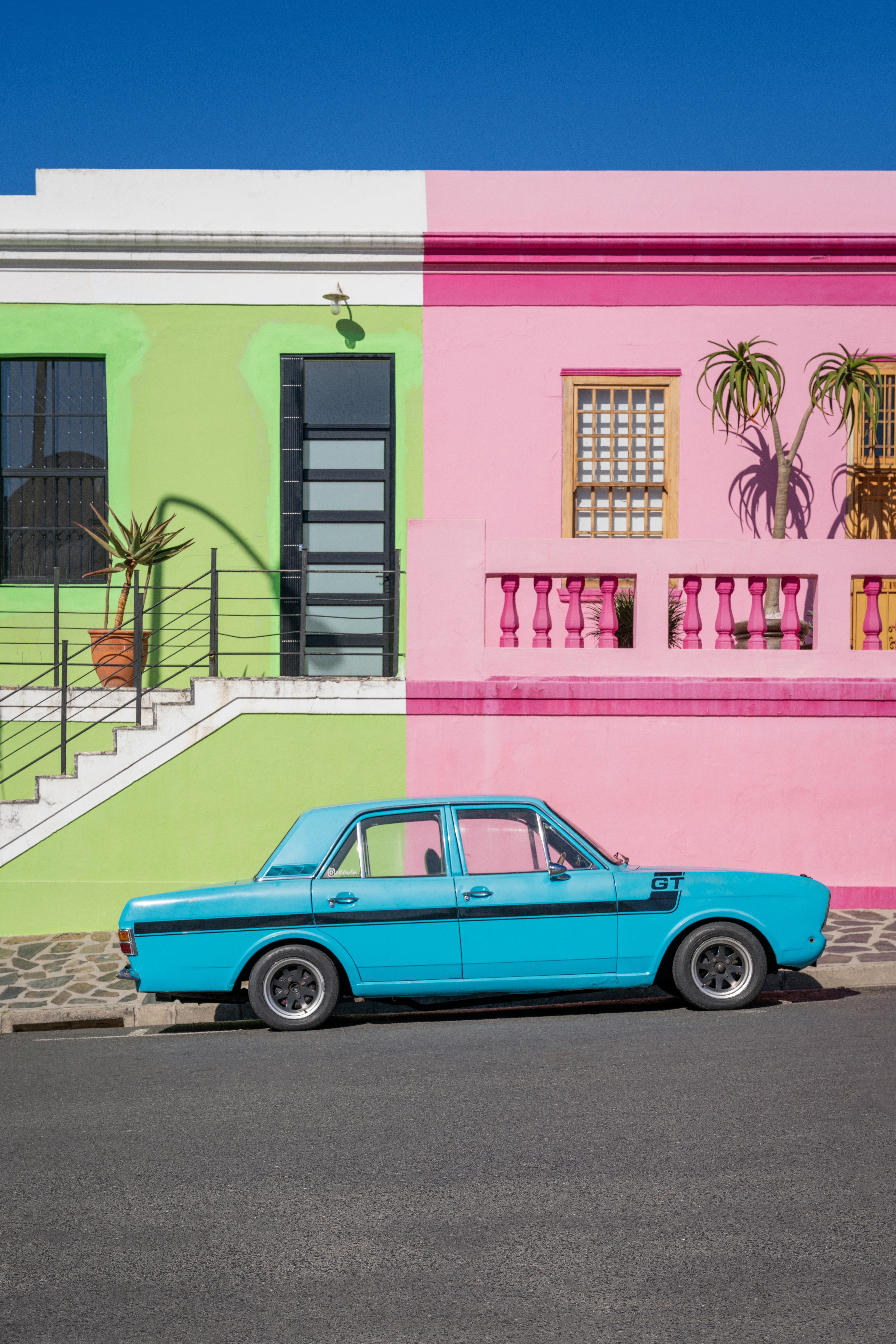 Colourful row of houses in Bo-Kaap, Cape Town